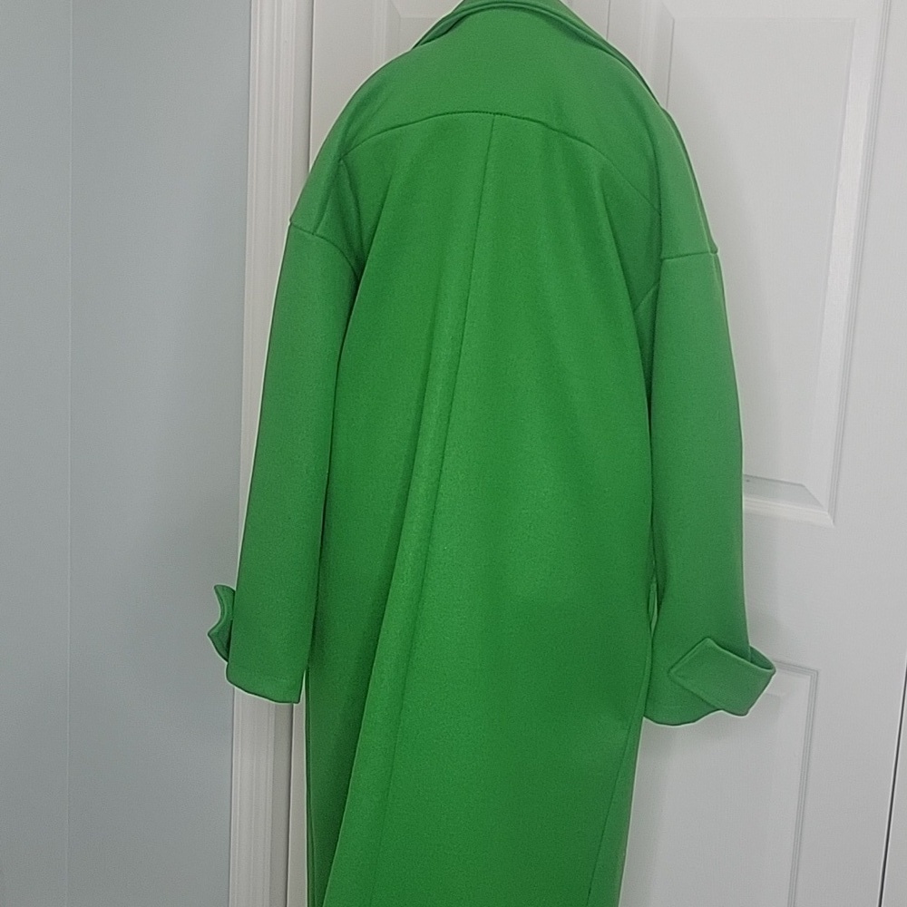 BOO HOO Bright Green Double-Breasted Women's Coat. Size 4 Oversized - Picture 7 of 8
